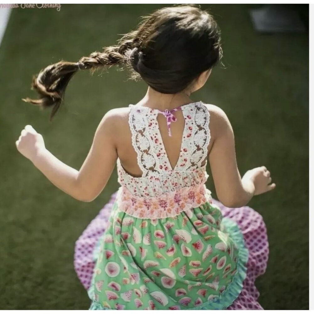 Matilda Jane Adventure begins Slice Of Life Watermelon Dress Girls Size 2 Gently